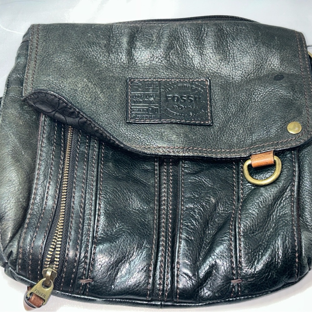 Fossil Black Leather Crossbody Bag